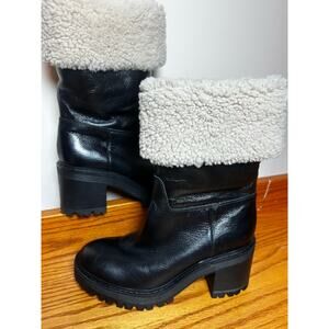 Marc Fisher LTD Willoe Size 6 Black Leather Boot rubber sole